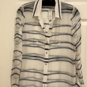 Theory Designer Sheer stripe blouse Size S,  NWT